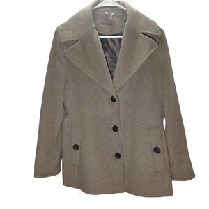 Calvin Klein Womens Wool Blend Button-Front Peacoat Petite Large Classic Warm Ou
